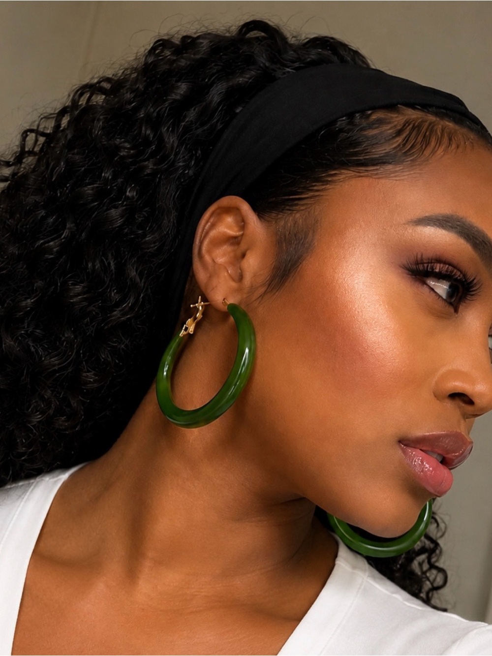 Vibrant Green Hoop Earrings